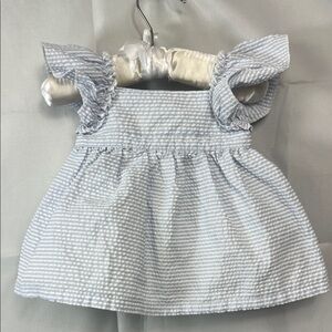 First Impressions blue and white stripe sear sucker dress size 0-3 months